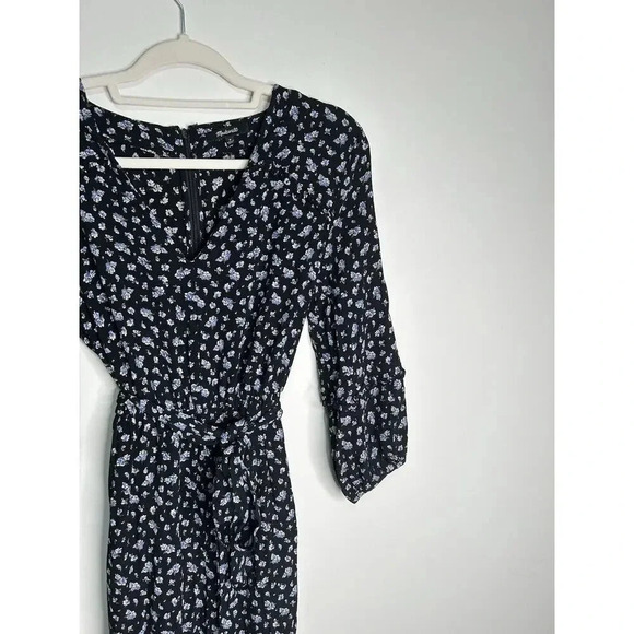 Madewell Jumpsuit Women’s Medium Ruffle Sleeve Tie Waist Baby’s Breath Ditsy - Picture 2 of 9